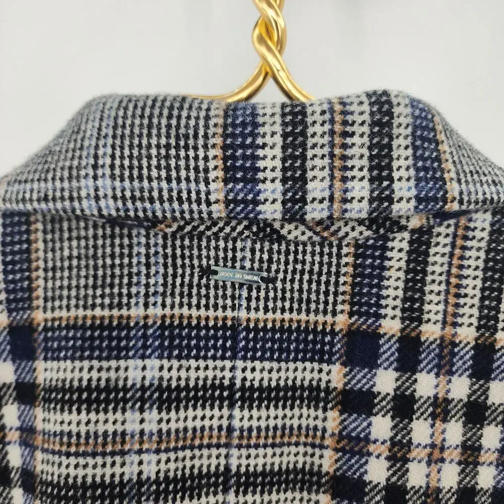 Ikks‎ Women's Plaid Double-Breasted Blazer Wool Size XS Oversized